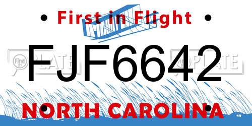 FJF6642 North Carolina License Plate