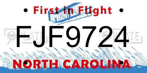 FJF9724 North Carolina License Plate