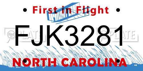 FJK3281 North Carolina License Plate