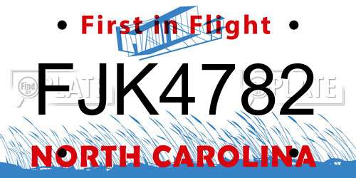 FJK4782 North Carolina License Plate