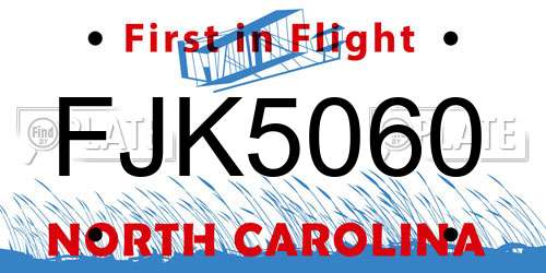FJK5060 North Carolina License Plate