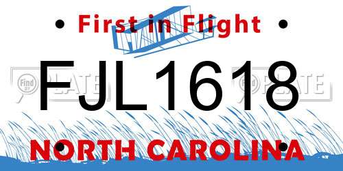 FJL1618 North Carolina License Plate