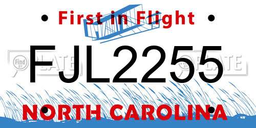 FJL2255 North Carolina License Plate