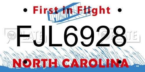 FJL6928 North Carolina License Plate