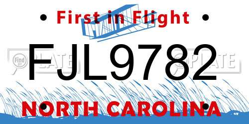 FJL9782 North Carolina License Plate