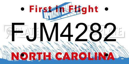 FJM4282 North Carolina License Plate