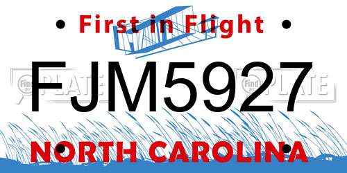 FJM5927 North Carolina License Plate