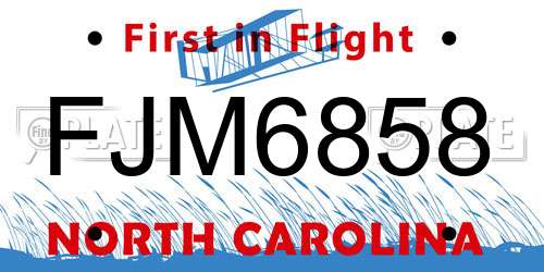 FJM6858 North Carolina License Plate