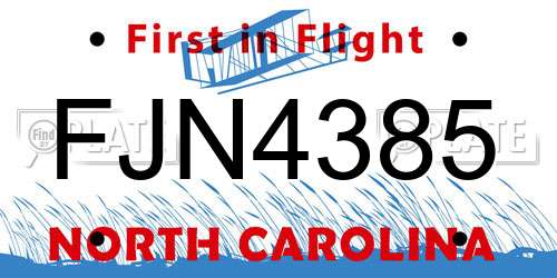 FJN4385 North Carolina License Plate