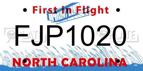 FJP1020 North Carolina License Plate