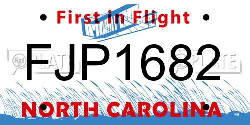 FJP1682 North Carolina License Plate