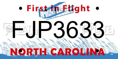 FJP3633 North Carolina License Plate