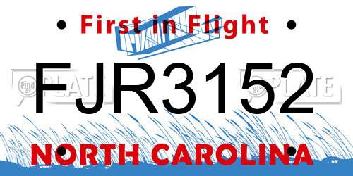 FJR3152 North Carolina License Plate