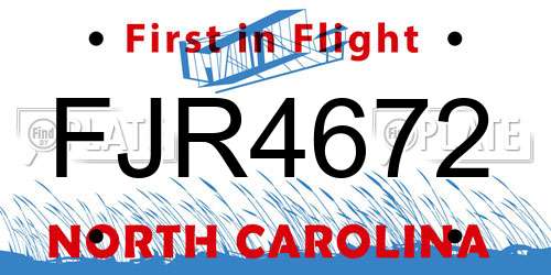 FJR4672 North Carolina License Plate