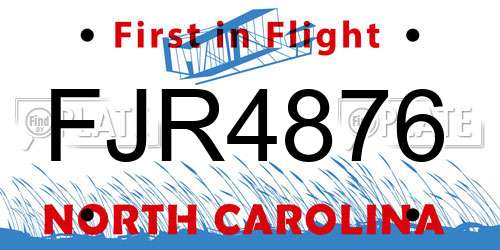 FJR4876 North Carolina License Plate