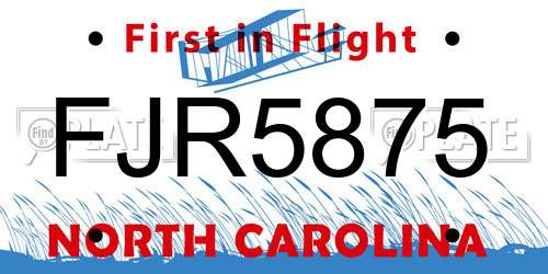 FJR5875 North Carolina License Plate