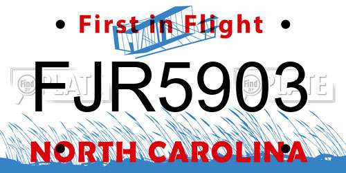 FJR5903 North Carolina License Plate