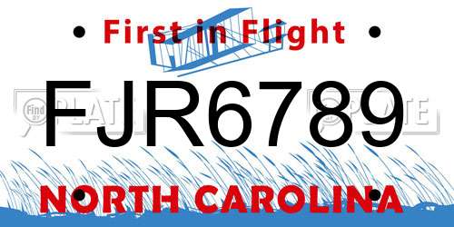 FJR6789 North Carolina License Plate