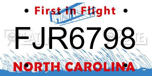 FJR6798 North Carolina License Plate