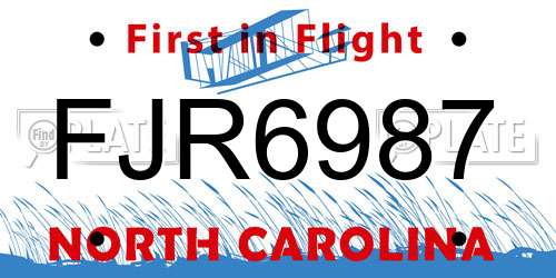 FJR6987 North Carolina License Plate