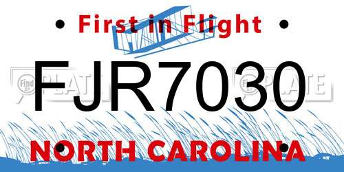 FJR7030 North Carolina License Plate
