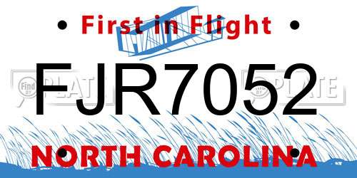 FJR7052 North Carolina License Plate