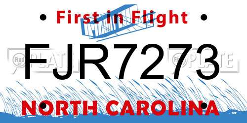 FJR7273 North Carolina License Plate