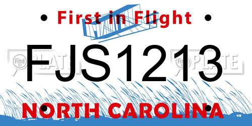 FJS1213 North Carolina License Plate