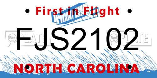 FJS2102 North Carolina License Plate