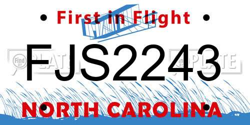FJS2243 North Carolina License Plate