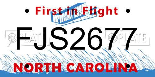 FJS2677 North Carolina License Plate