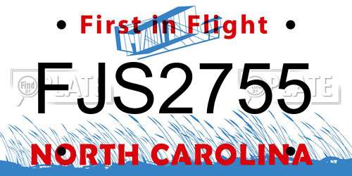 FJS2755 North Carolina License Plate