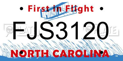 FJS3120 North Carolina License Plate
