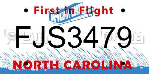 FJS3479 North Carolina License Plate