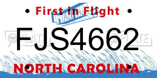 FJS4662 North Carolina License Plate