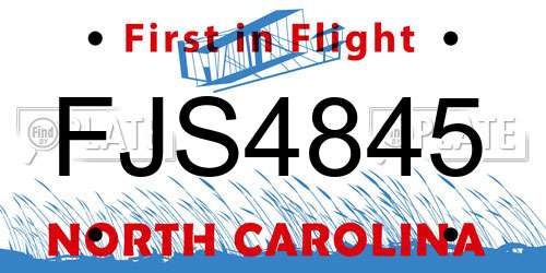 FJS4845 North Carolina License Plate