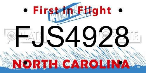 FJS4928 North Carolina License Plate