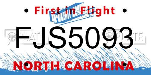 FJS5093 North Carolina License Plate