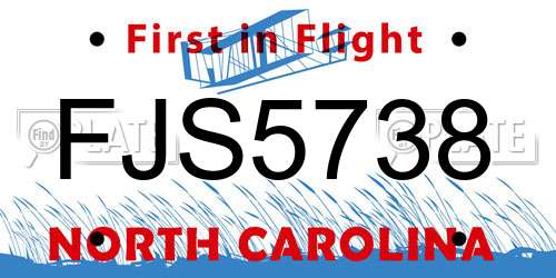 FJS5738 North Carolina License Plate