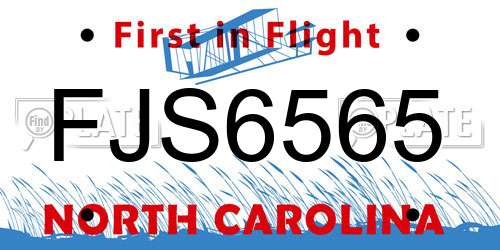 FJS6565 North Carolina License Plate