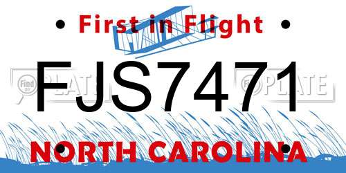 FJS7471 North Carolina License Plate