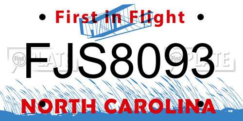 FJS8093 North Carolina License Plate
