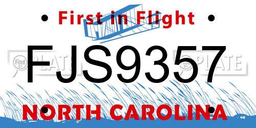 FJS9357 North Carolina License Plate