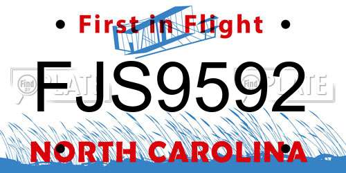 FJS9592 North Carolina License Plate