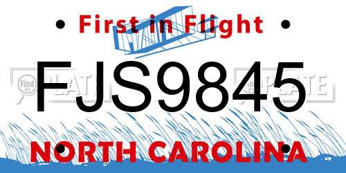 FJS9845 North Carolina License Plate