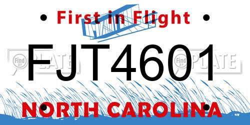 FJT4601 North Carolina License Plate