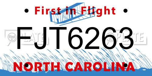 FJT6263 North Carolina License Plate