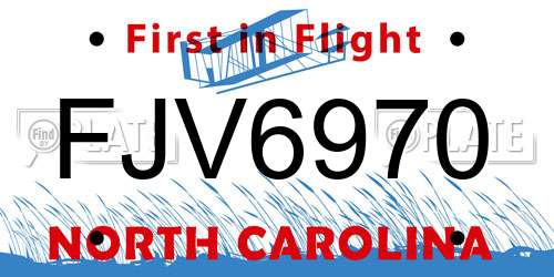 FJV6970 North Carolina License Plate