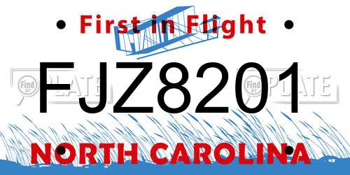 FJZ8201 North Carolina License Plate