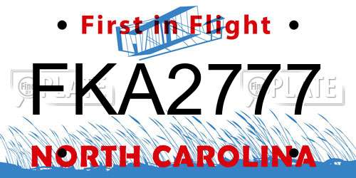 FKA2777 North Carolina License Plate